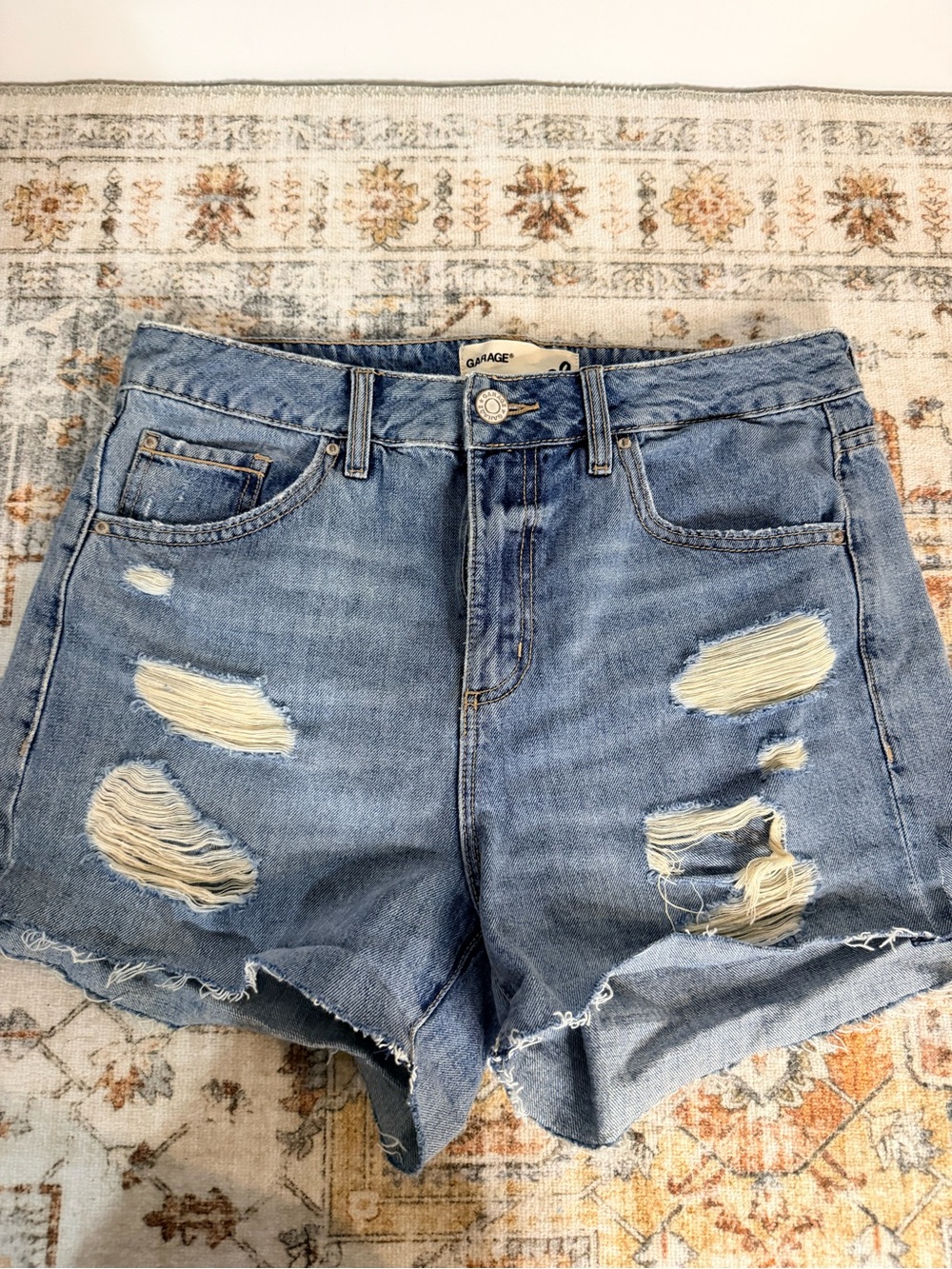 Garage distressed denim shorts